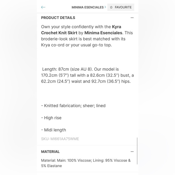 New with tags - lined midi crochet skirt. - Picture 6 of 6